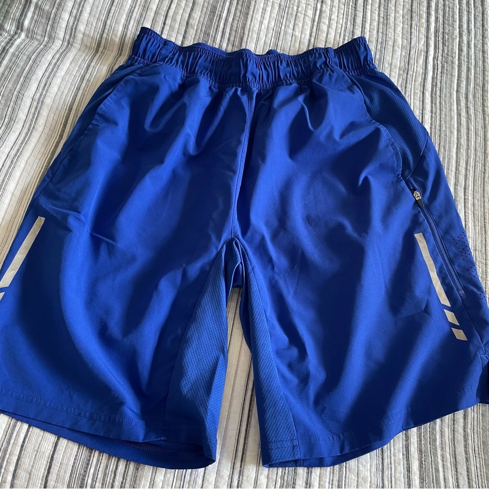 2 pairs of mens athletic shorts, grey & blue, size S but runs big - more like M